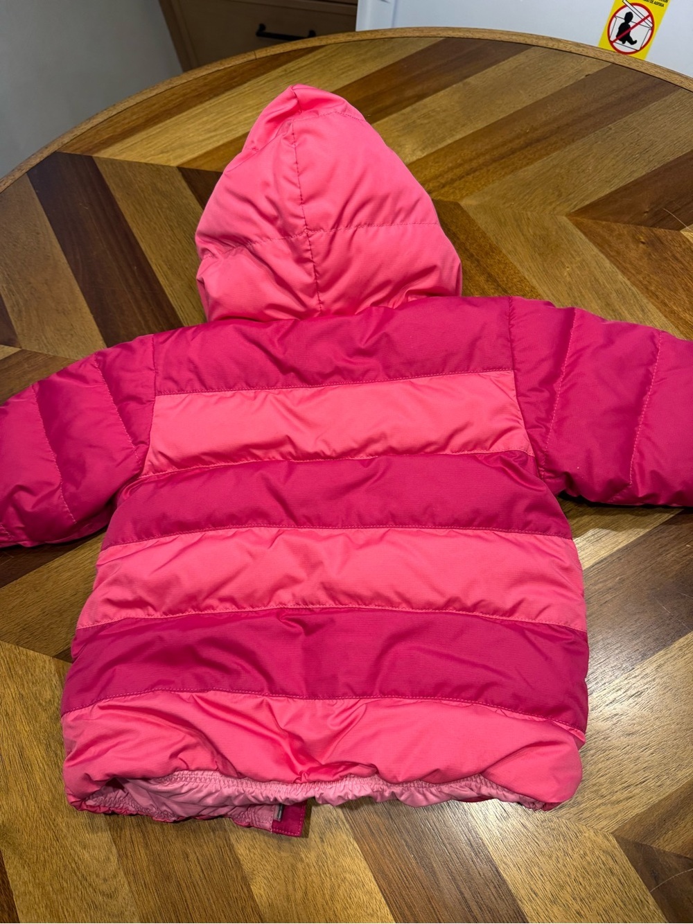 Hanna Andersson Pink Striped Reversible Puffer Jacket Down Filled 18-24 mos - Picture 5 of 6